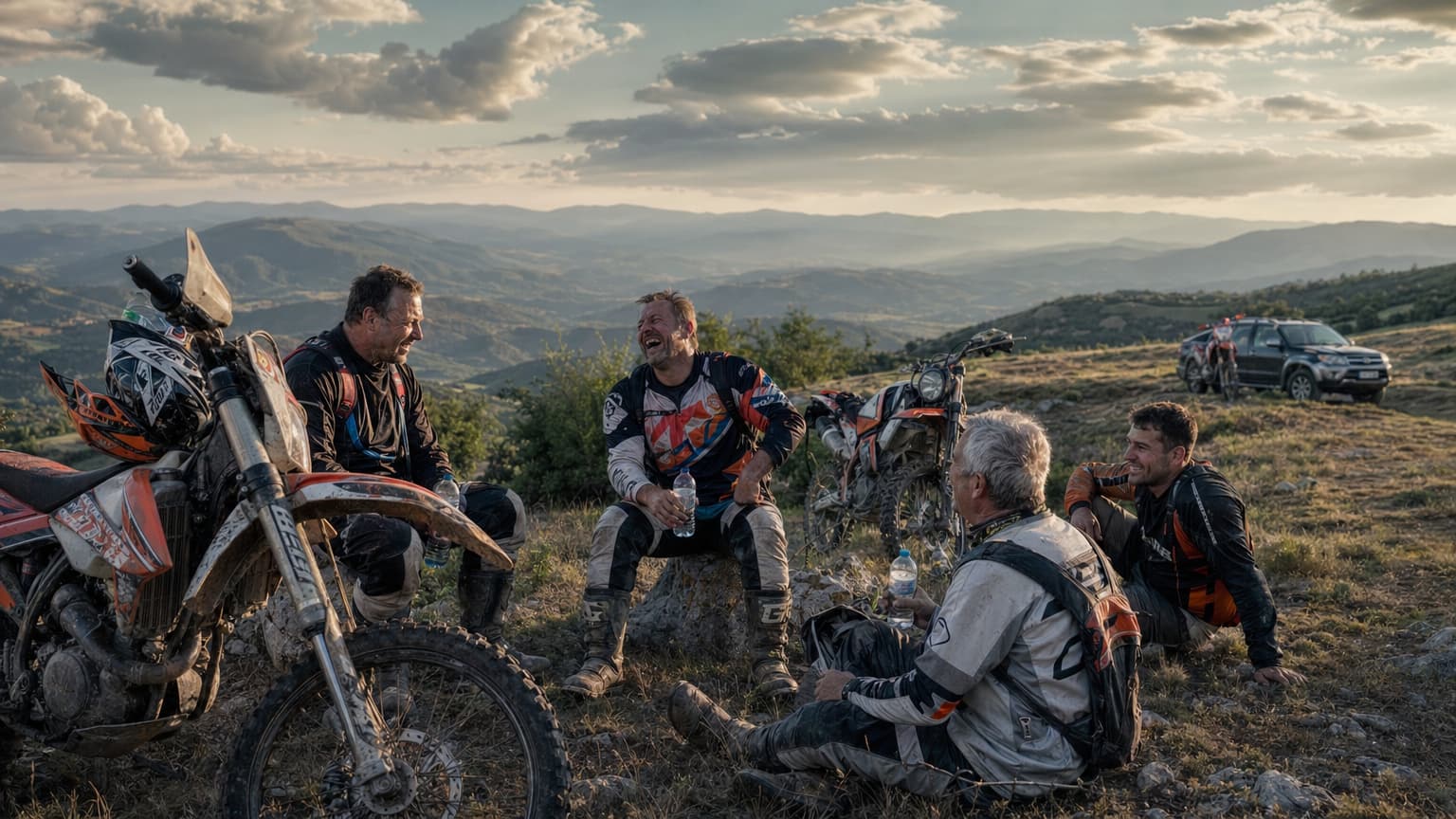 Klim Badlands Pro adventure jacket caked in mud after a Macedonian enduro ride